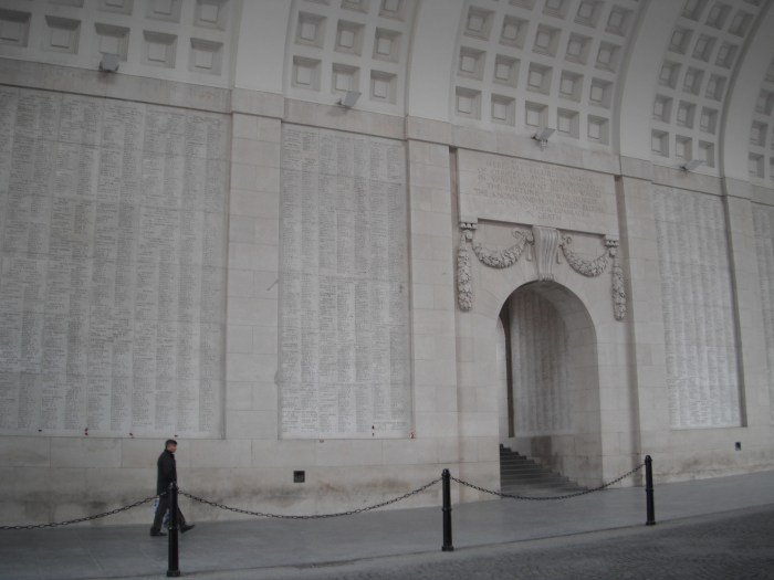Inside the Mennin Gate. Note the names inscribed on the walls