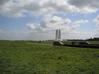The Canadian National Vimy Memorial in the distance