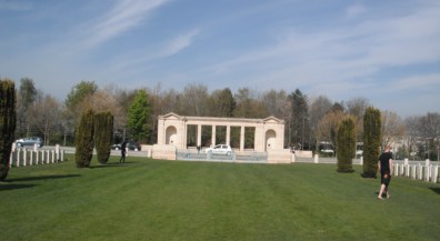 The Bayeux War Cemetery, with the Memorial in the distance