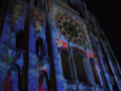The light show on the Cathedral facade that took place that night