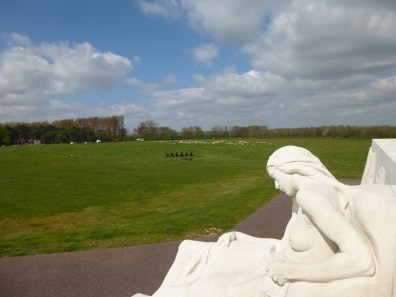 The Mourning Mother, and sheeps grazing in the distance