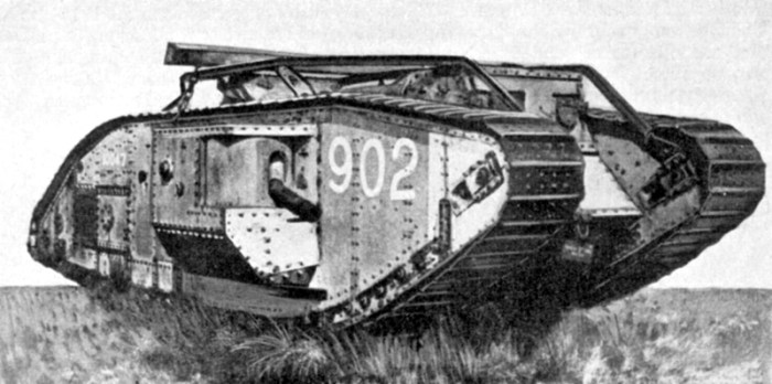 British Mark V tank, ca. 1917